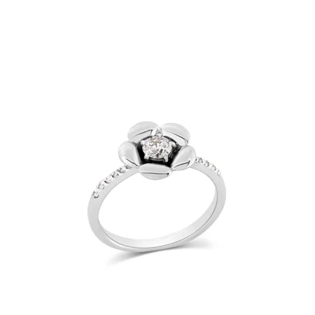 Floral Solitaire Diamond Ring