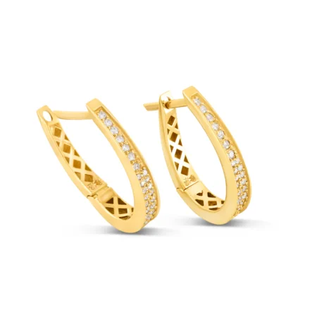 Simple Gold Cuffs Diamond Earrings