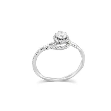 Twisted Halo Solitaire Diamond Ring