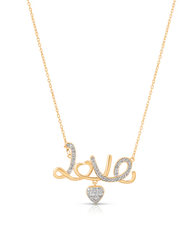 Cursive Love Diamond Necklace